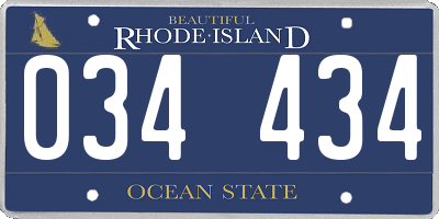 RI license plate 034434