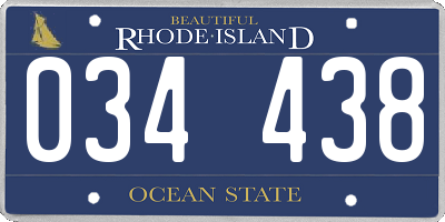RI license plate 034438