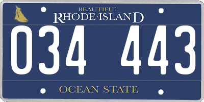 RI license plate 034443