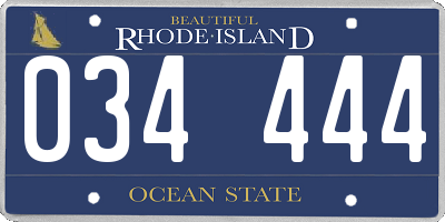 RI license plate 034444