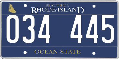RI license plate 034445