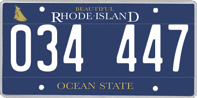RI license plate 034447