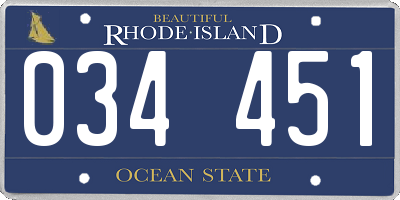 RI license plate 034451