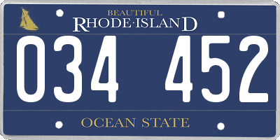 RI license plate 034452