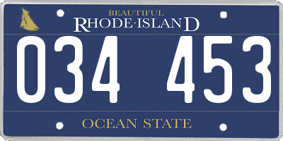 RI license plate 034453