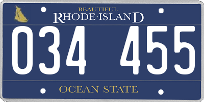 RI license plate 034455
