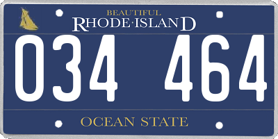 RI license plate 034464