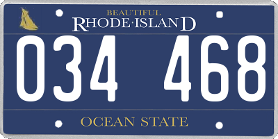 RI license plate 034468