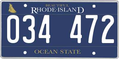RI license plate 034472