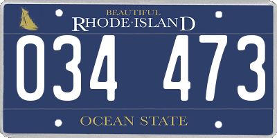 RI license plate 034473