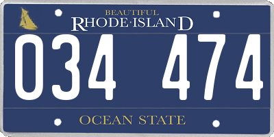 RI license plate 034474