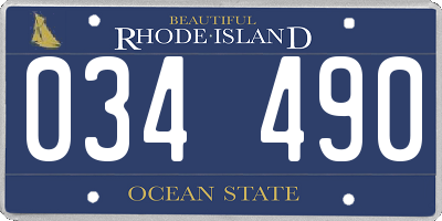 RI license plate 034490