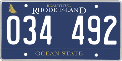 RI license plate 034492