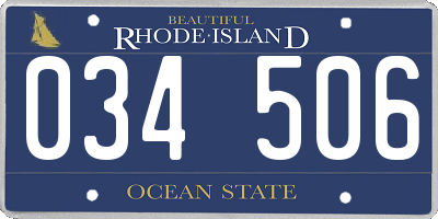 RI license plate 034506