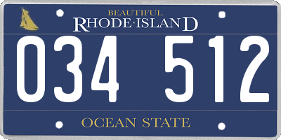 RI license plate 034512