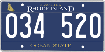 RI license plate 034520