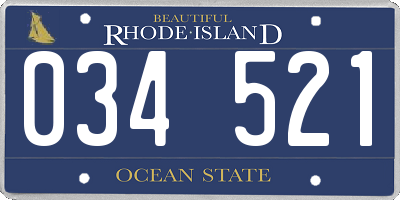 RI license plate 034521