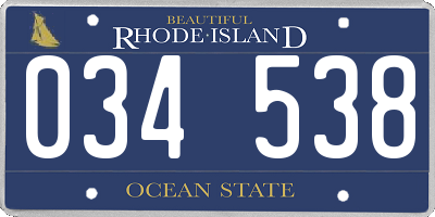 RI license plate 034538