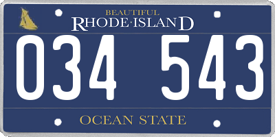 RI license plate 034543