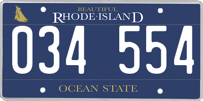 RI license plate 034554