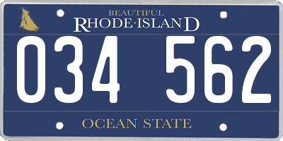 RI license plate 034562