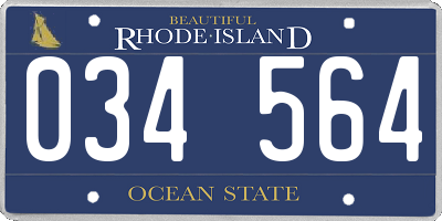 RI license plate 034564