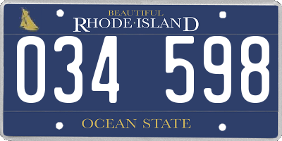 RI license plate 034598