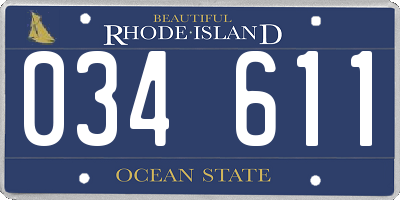 RI license plate 034611