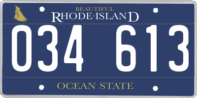RI license plate 034613
