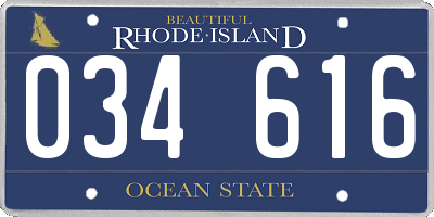 RI license plate 034616