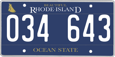 RI license plate 034643