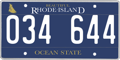 RI license plate 034644