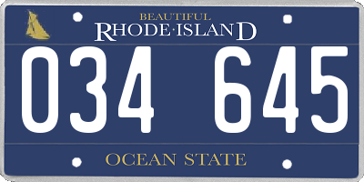 RI license plate 034645