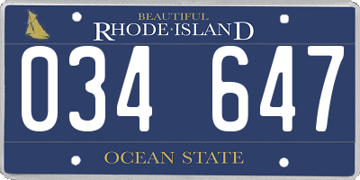 RI license plate 034647