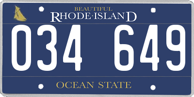 RI license plate 034649