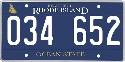 RI license plate 034652