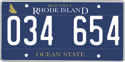 RI license plate 034654
