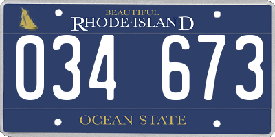 RI license plate 034673