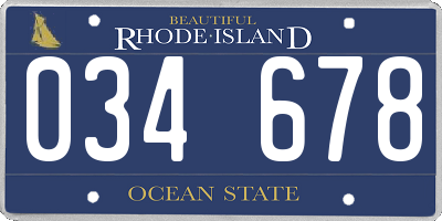 RI license plate 034678