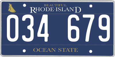 RI license plate 034679