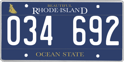 RI license plate 034692