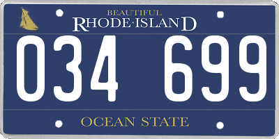 RI license plate 034699