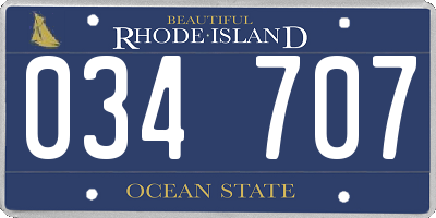 RI license plate 034707