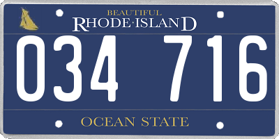 RI license plate 034716