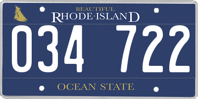 RI license plate 034722