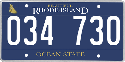 RI license plate 034730