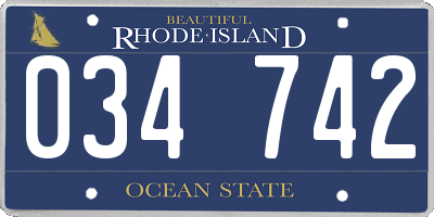 RI license plate 034742