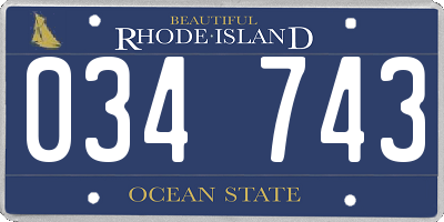RI license plate 034743