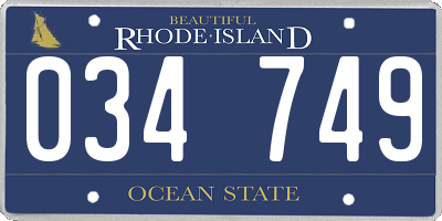 RI license plate 034749