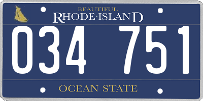 RI license plate 034751
